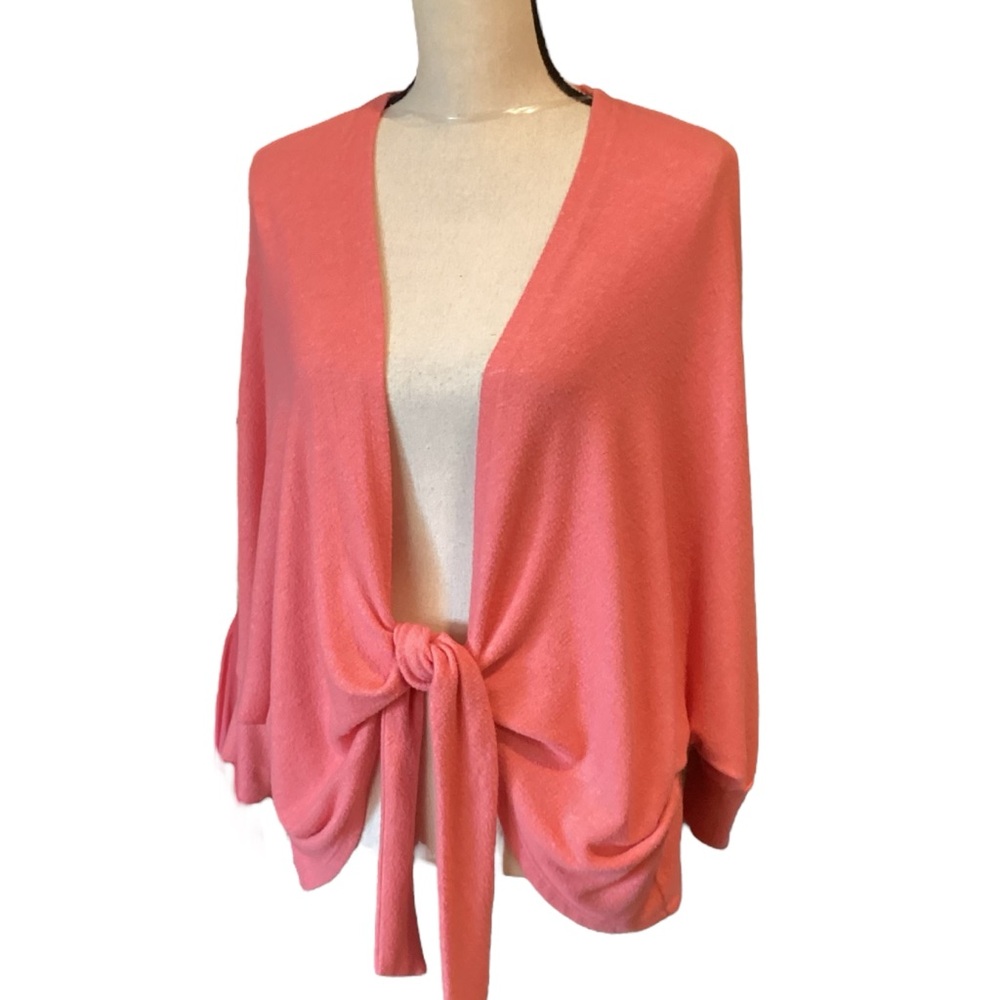 Chico’s Knit Soft Tie Front‎ Cardigan, Rose Pink Size Medium